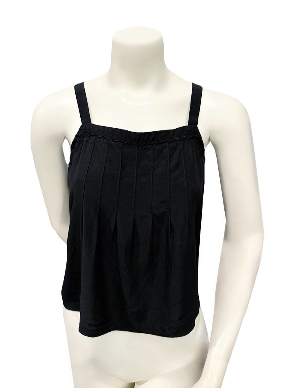 LOFT Petite Black Pleated Tank Top SP Minimalist Workwear